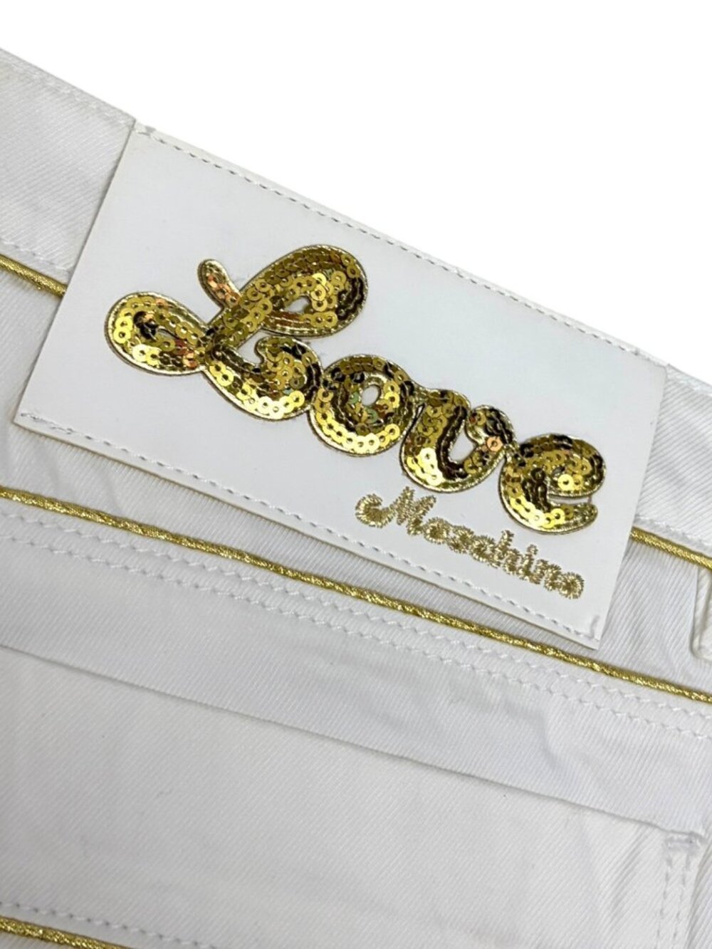LOVE MOSCHINO White Denim Jeans Luxury Designer Straight Lightweight Pants Large - Picture 3 of 8
